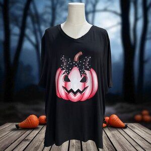 Pink Pumpkin Halloween Top XL Soft Girl Coquette Fall Graphic Tee Cute Whimsical